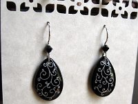 Black Filigree Teardrop Earrings Pysanky Eggshell Jewelry By So Jeo : pysanky pysanka ukrainian easter egg batik art eggshell jewelry pendants earrings drop dangle etched flowers gift women accessories accessory pendant necklace bail crystal finding sterling silver filled sojeo flowers celtic purple white red pink brown green purple orange cream burgundy magenta teal turqoise crows crow blue black so jeo art handmade